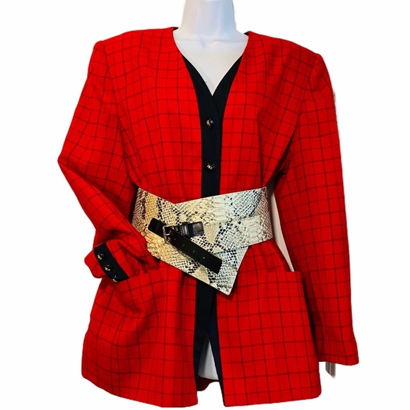 Vintage Red Sasson Paris New York Red Check Blazer - Picture 1 of 11